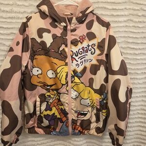 Members‎ Only x Nickelodeon Rugrats Sherpa Lined Pink Brown Jacket Puffer Sz Med